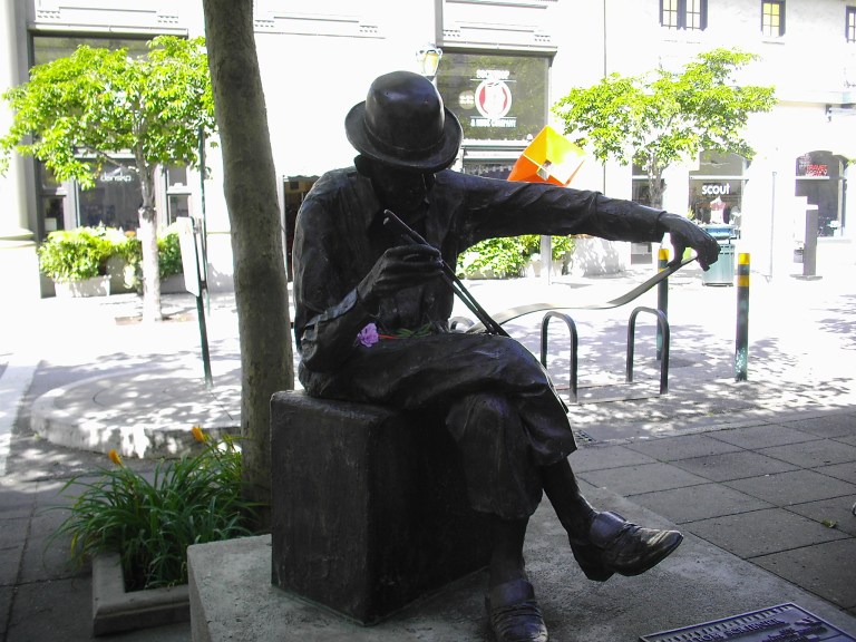Bronze statue of Thomas Scribner (my grandfather) playing his musical saw - near the intersection of Cooper and Water streets in Santa Cruz, California